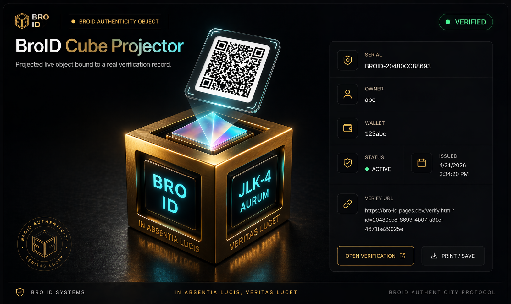 BroID Authentication Projector